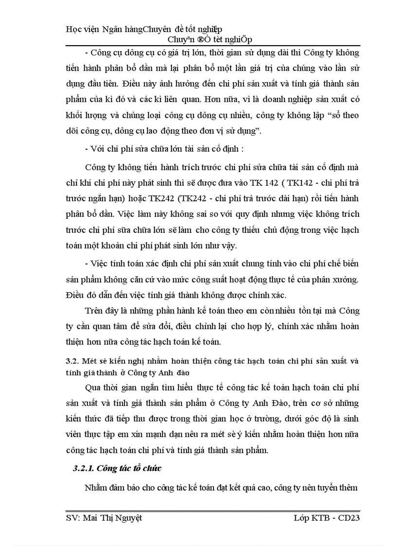 image for page Phương hướng hoàn thiện công tác hạch toán chi phí sản xuất và tính giá thành sản phẩm ở Công ty TNHH Anh Đào