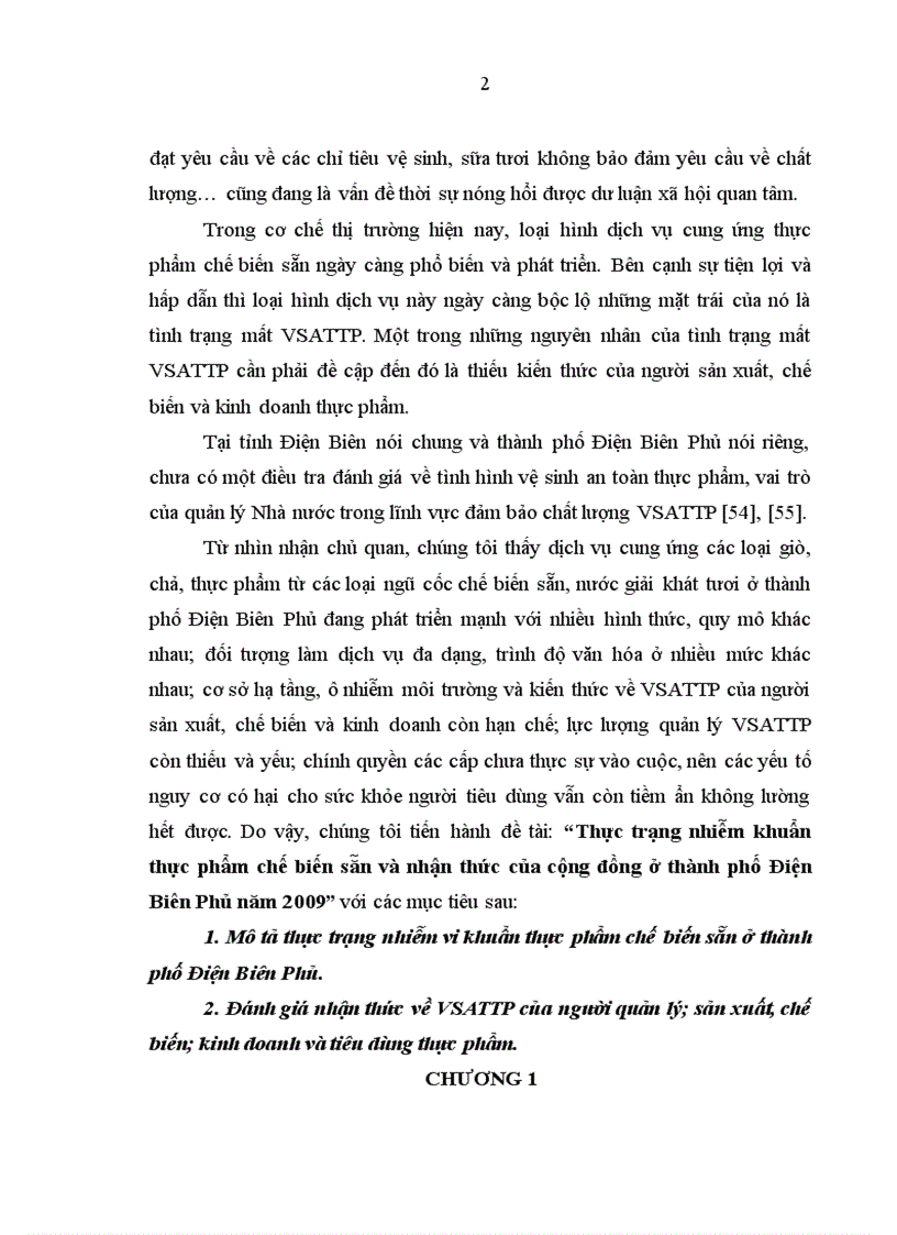 image for page Thực trạng nhiễm khuẩn thực phẩm chế biến sẵn và nhận thức của cộng đồng ở thành phố Điện Biên Phủ năm 2009
