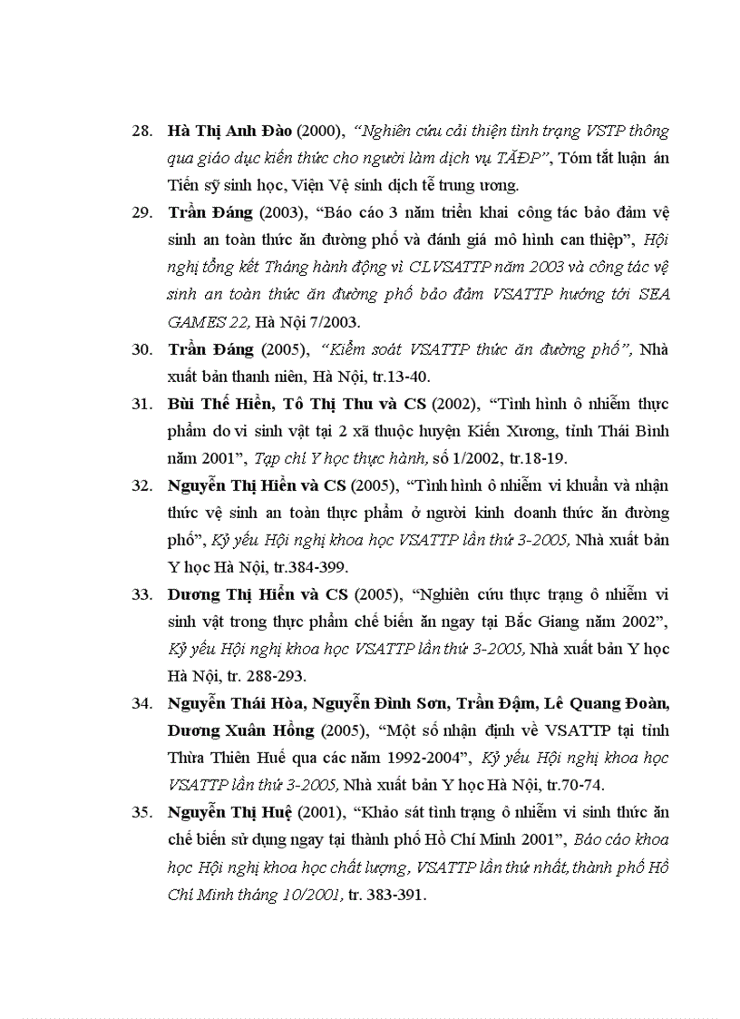 image for page Thực trạng nhiễm khuẩn thực phẩm chế biến sẵn và nhận thức của cộng đồng ở thành phố Điện Biên Phủ năm 2009