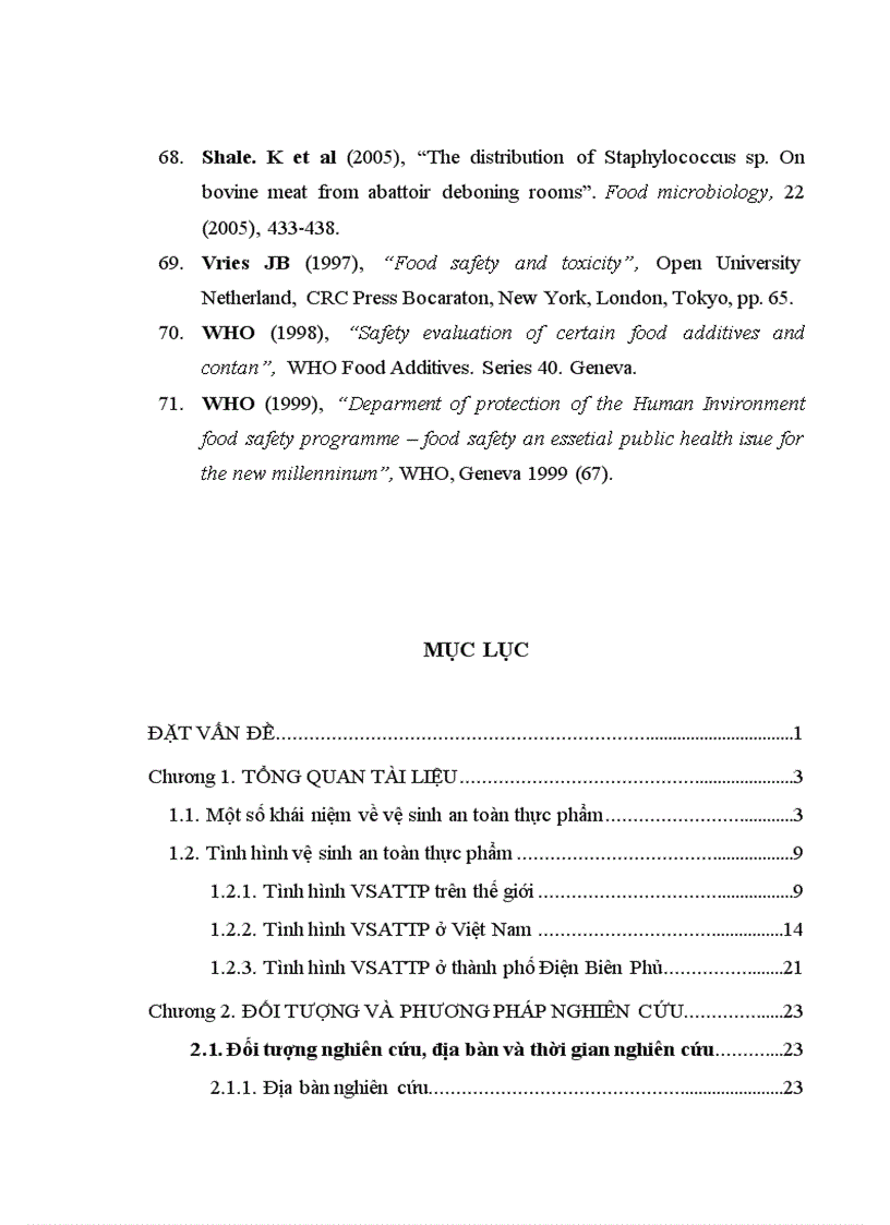 image for page Thực trạng nhiễm khuẩn thực phẩm chế biến sẵn và nhận thức của cộng đồng ở thành phố Điện Biên Phủ năm 2009