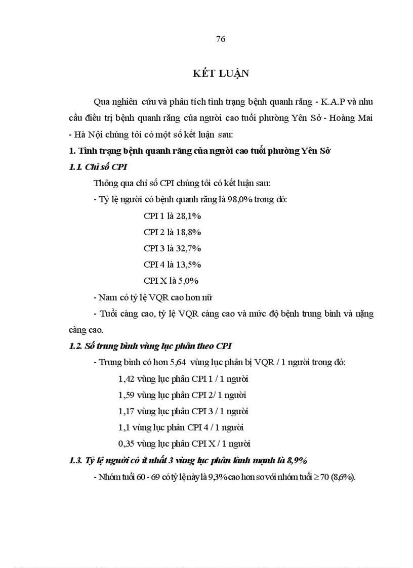 image for page Nghiên cứu thực trạng bệnh quanh răng và nhu cầu điều trị của người cao tuổi ở một vùng nông thôn quận Hoàng Mai- Hà Nội