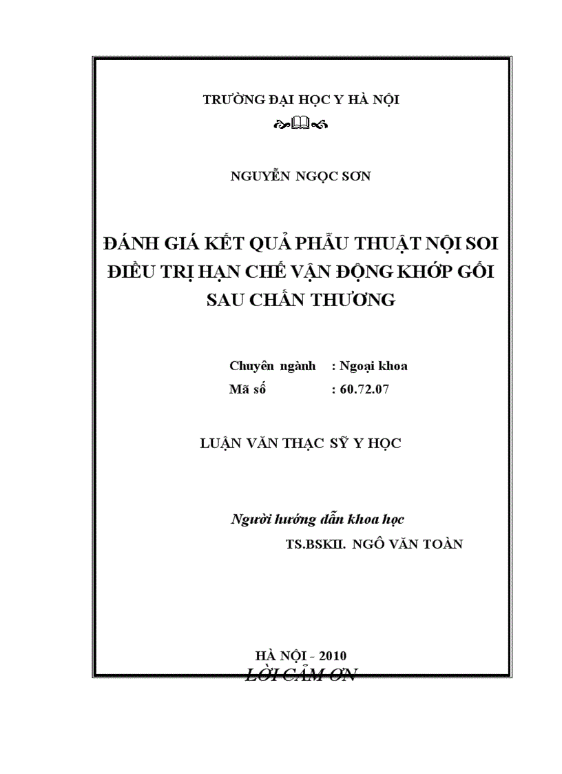 image for page Đánh giá kết quả phẫu thuật nội soi điều trị hạn chế vận động khớp gối sau chấn thương