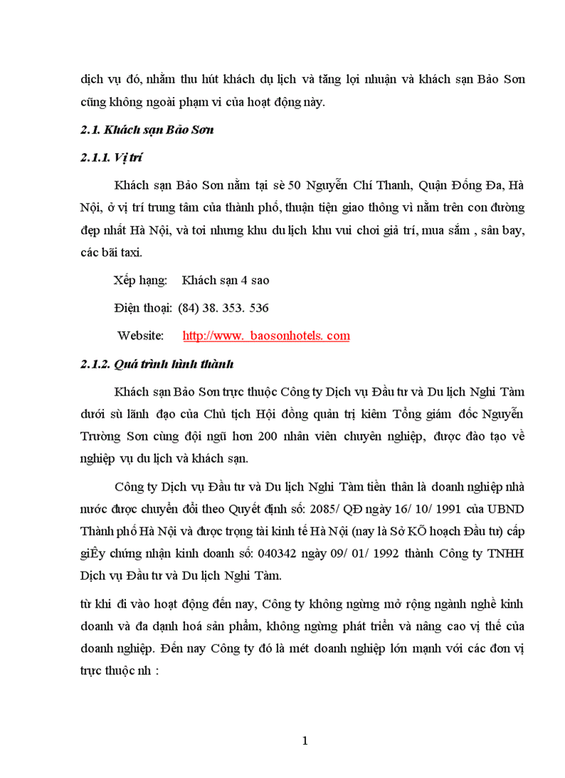 image for page Một số giải pháp nâng cao hiệu quả kinh doanh dịch vụ tại khách sạn Bảo Sơn