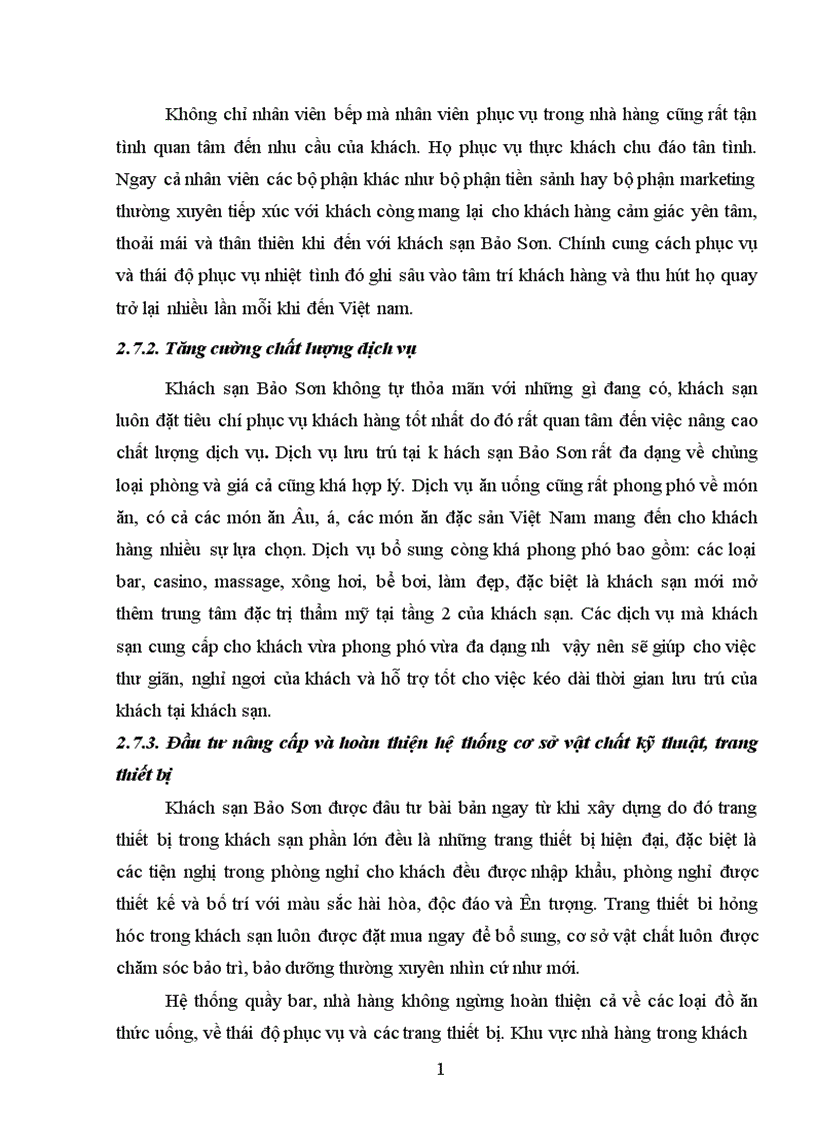 image for page Một số giải pháp nâng cao hiệu quả kinh doanh dịch vụ tại khách sạn Bảo Sơn