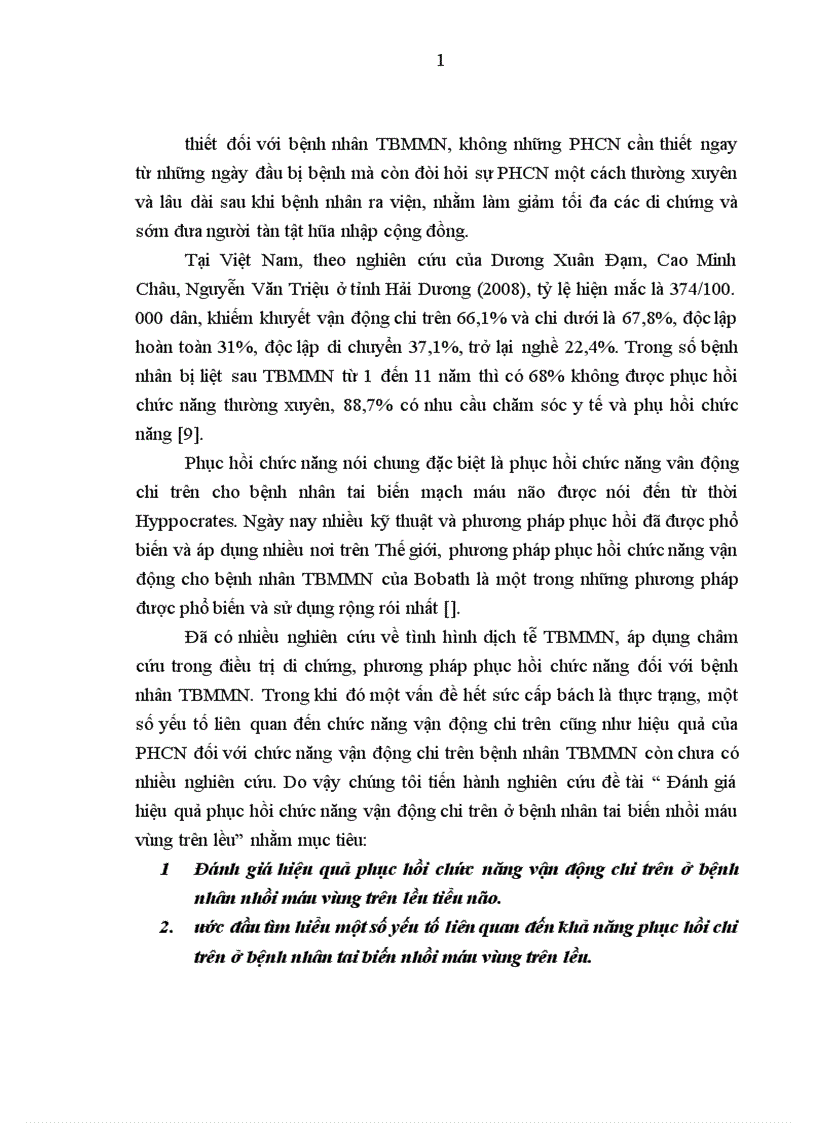 image for page Đánh giá hiệu quả phục hồi chức năng vận động chi trên ở bệnh nhân tai biến nhồi máu vùng trên lều