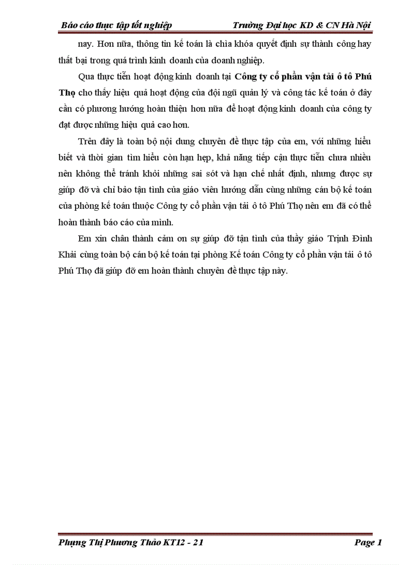 image for page Nghiên cứu tình hình hoạt động kế toán tại Công Ty Cổ Phần Vận Tải Ô tô Phú Thọ