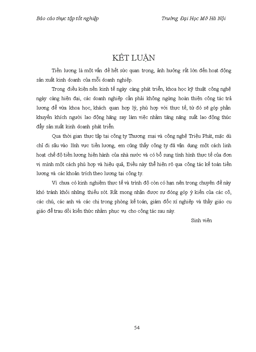 image for page Kế toan tiền lương và các khoản trích theo lương tại Công ty Cổ phần Thương mại và công nghệ Triệu Phát