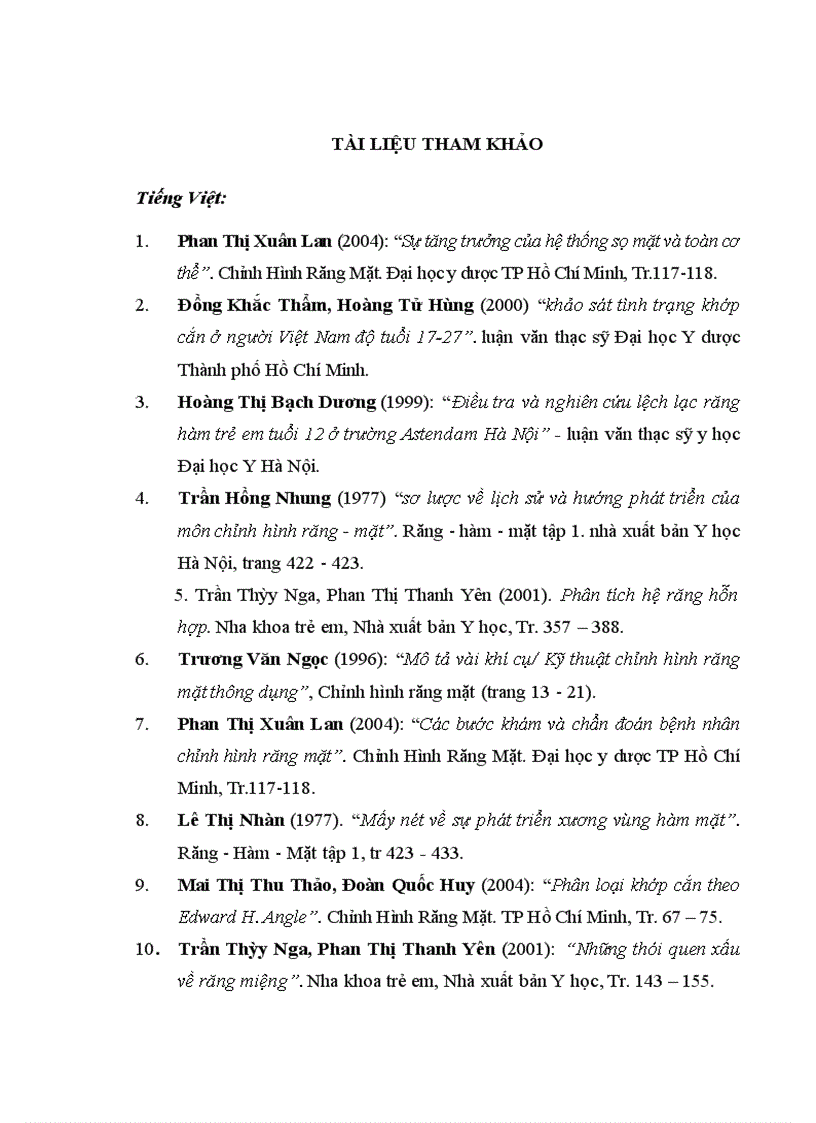 image for page Nhận xét thực trạng khớp cắn và một số yếu tố liên quan tới lệch lạc khớp cắn của trẻ 9 - 12 tuổi tại thành phố Hòa Bình.