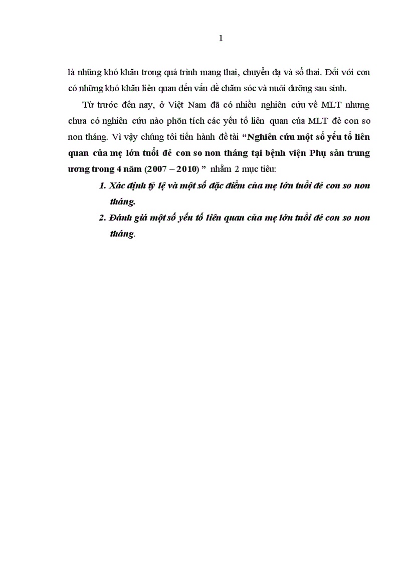 image for page Nghiên cứu một số yếu tố liên quan của mẹ lớn tuổi đẻ con so non tháng tại bệnh viện Phụ sản trung ương trong 4 năm (2007 – 2010)