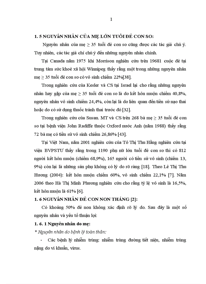 image for page Nghiên cứu một số yếu tố liên quan của mẹ lớn tuổi đẻ con so non tháng tại bệnh viện Phụ sản trung ương trong 4 năm (2007 – 2010)