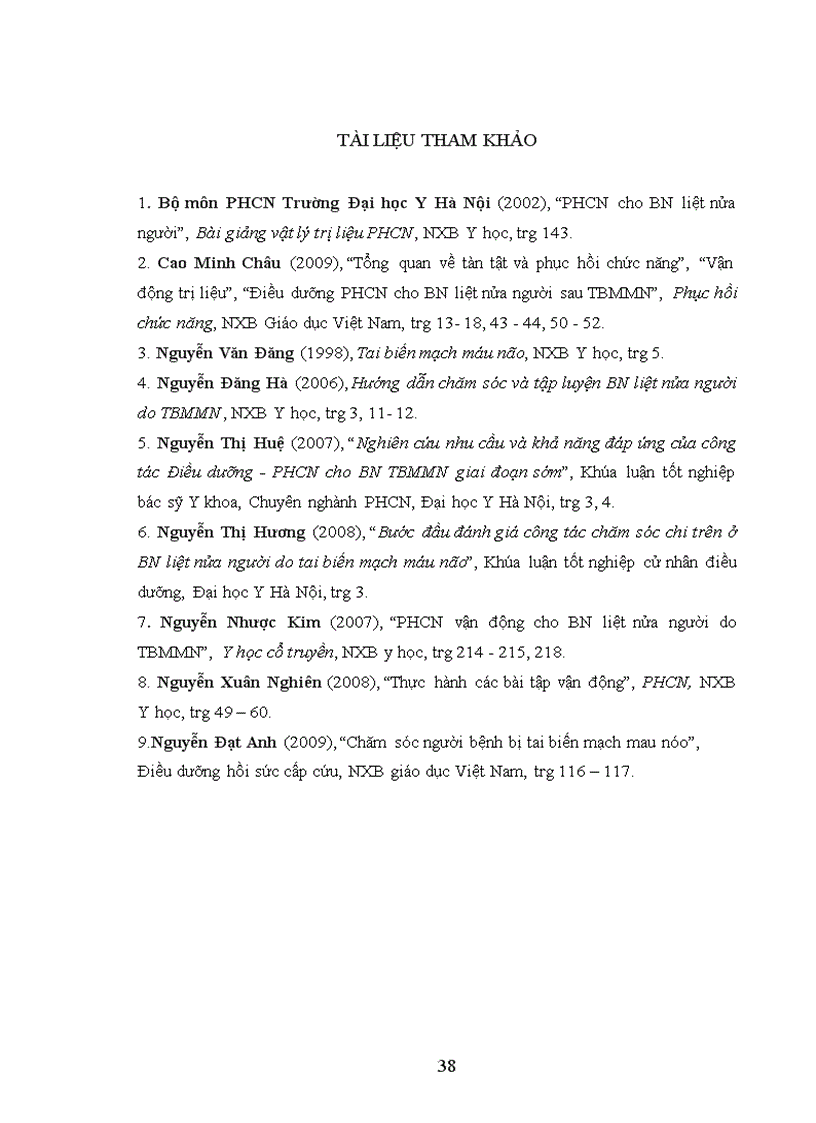 image for page Nghiên cứu nhu cầu và khả năng đáp ứng của công tác Điều dưỡng - PHCN cho BN TBMMN giai đoạn sớm