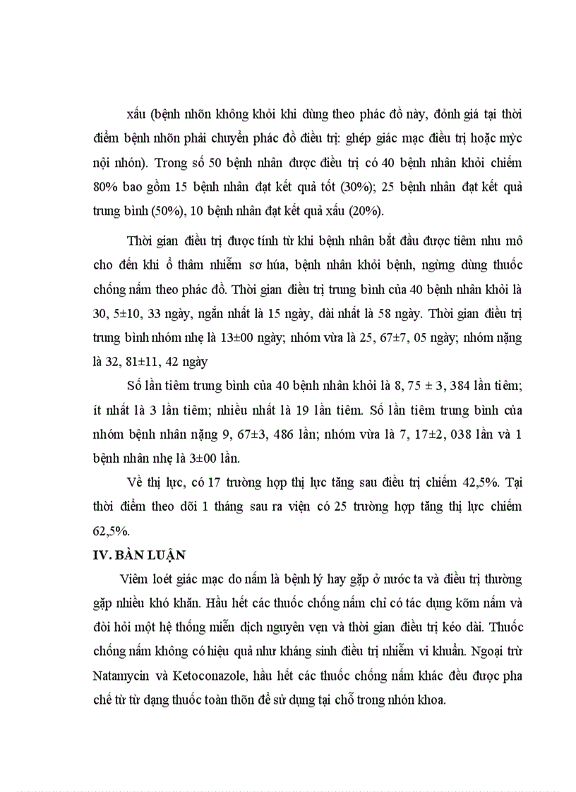 image for page Đánh giá hiệu quả điều trị Viêm loét Giác mạc do nấm bằng phối hợp Amphoterecin B tra tại chỗ và Itraconazole toàn thân