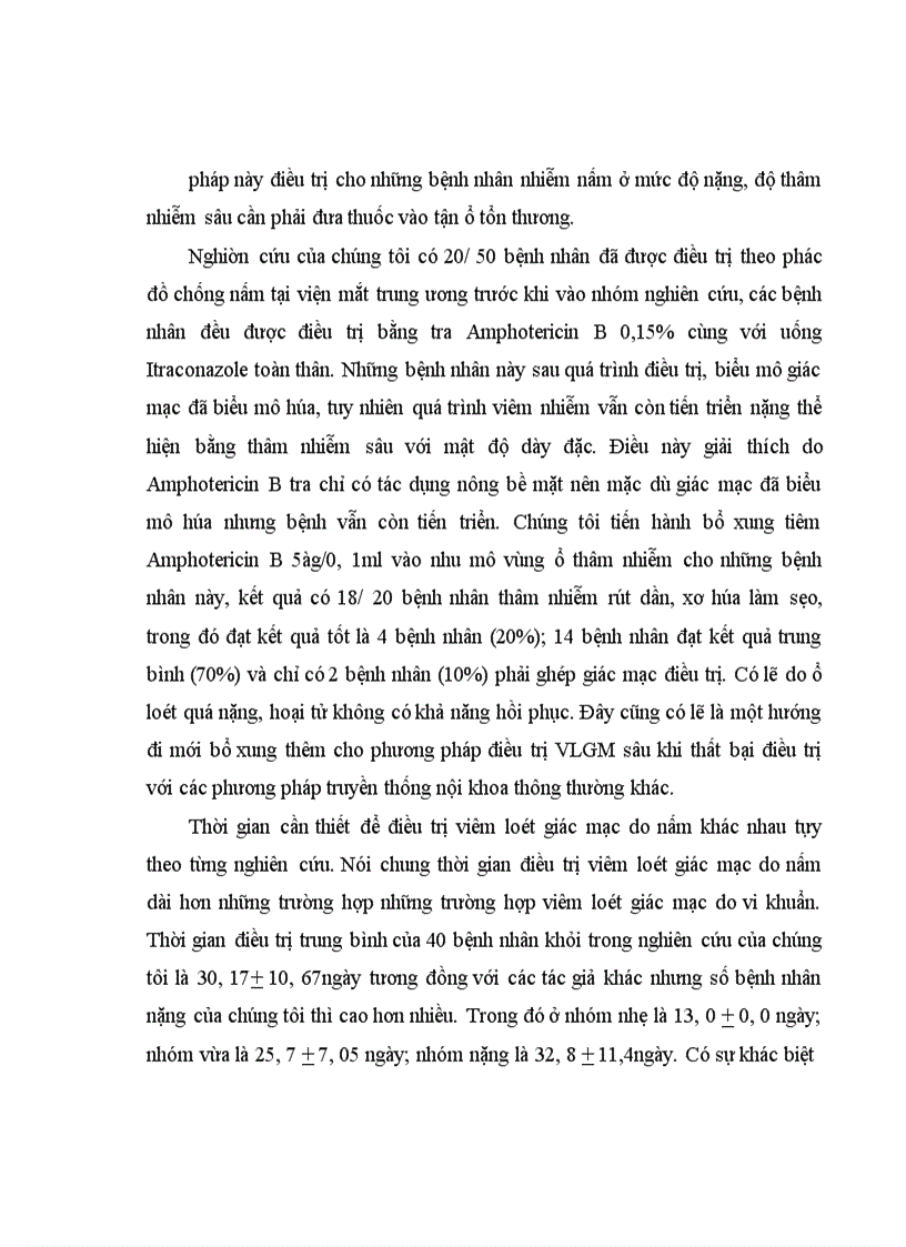 image for page Đánh giá hiệu quả điều trị Viêm loét Giác mạc do nấm bằng phối hợp Amphoterecin B tra tại chỗ và Itraconazole toàn thân