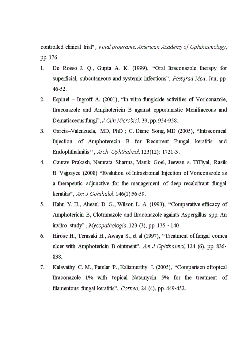 image for page Đánh giá hiệu quả điều trị Viêm loét Giác mạc do nấm bằng phối hợp Amphoterecin B tra tại chỗ và Itraconazole toàn thân