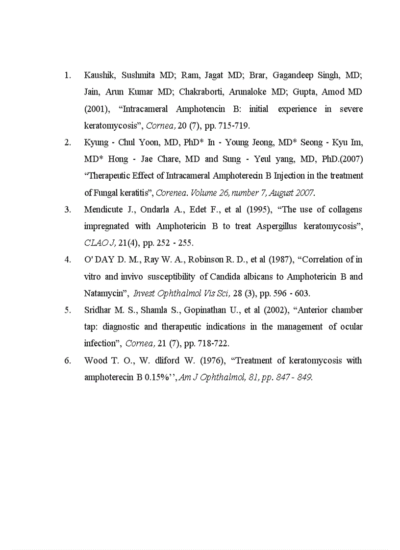 image for page Đánh giá hiệu quả điều trị Viêm loét Giác mạc do nấm bằng phối hợp Amphoterecin B tra tại chỗ và Itraconazole toàn thân