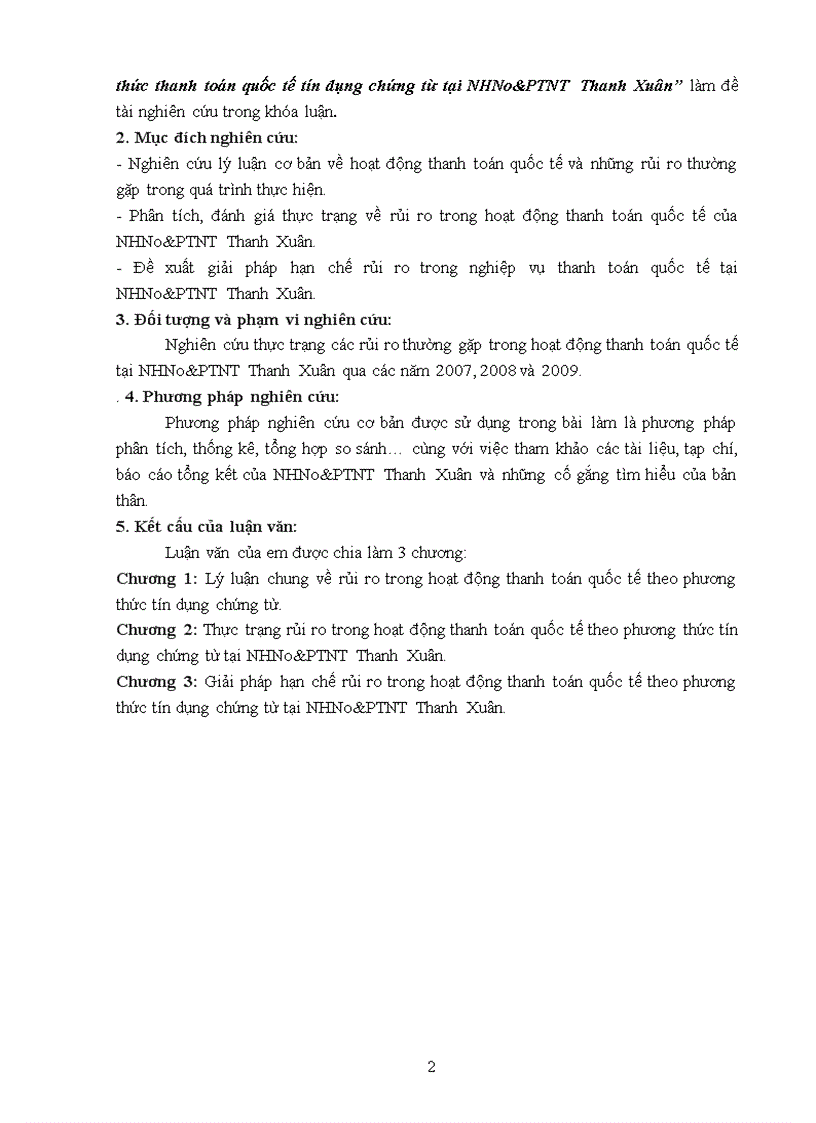 image for page Giải pháp hạn chế rủi ro trong phương thức thanh toán quốc tế tín dụng chứng từ tại ngân hàng nông nghiệp và phát triển nông thôn – chi nhánh thanh xuân
