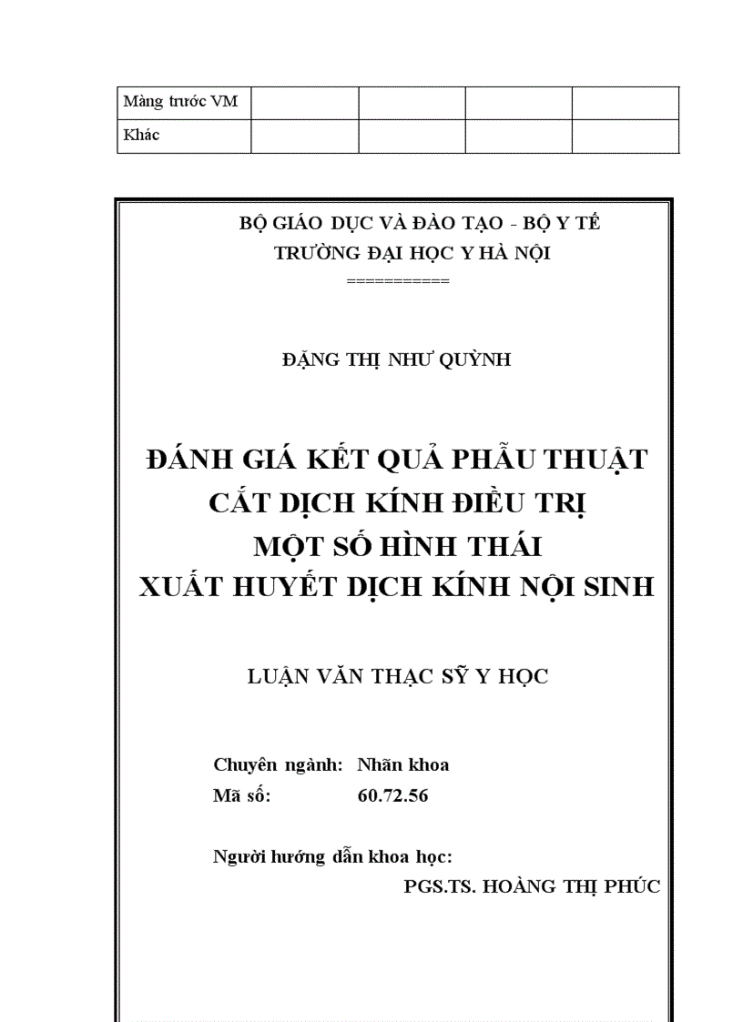 image for page Đánh giá kết quả phẫu thuật cắt dịch kính điều trị một số hình thái xuất huyết dịch kính nội sinh