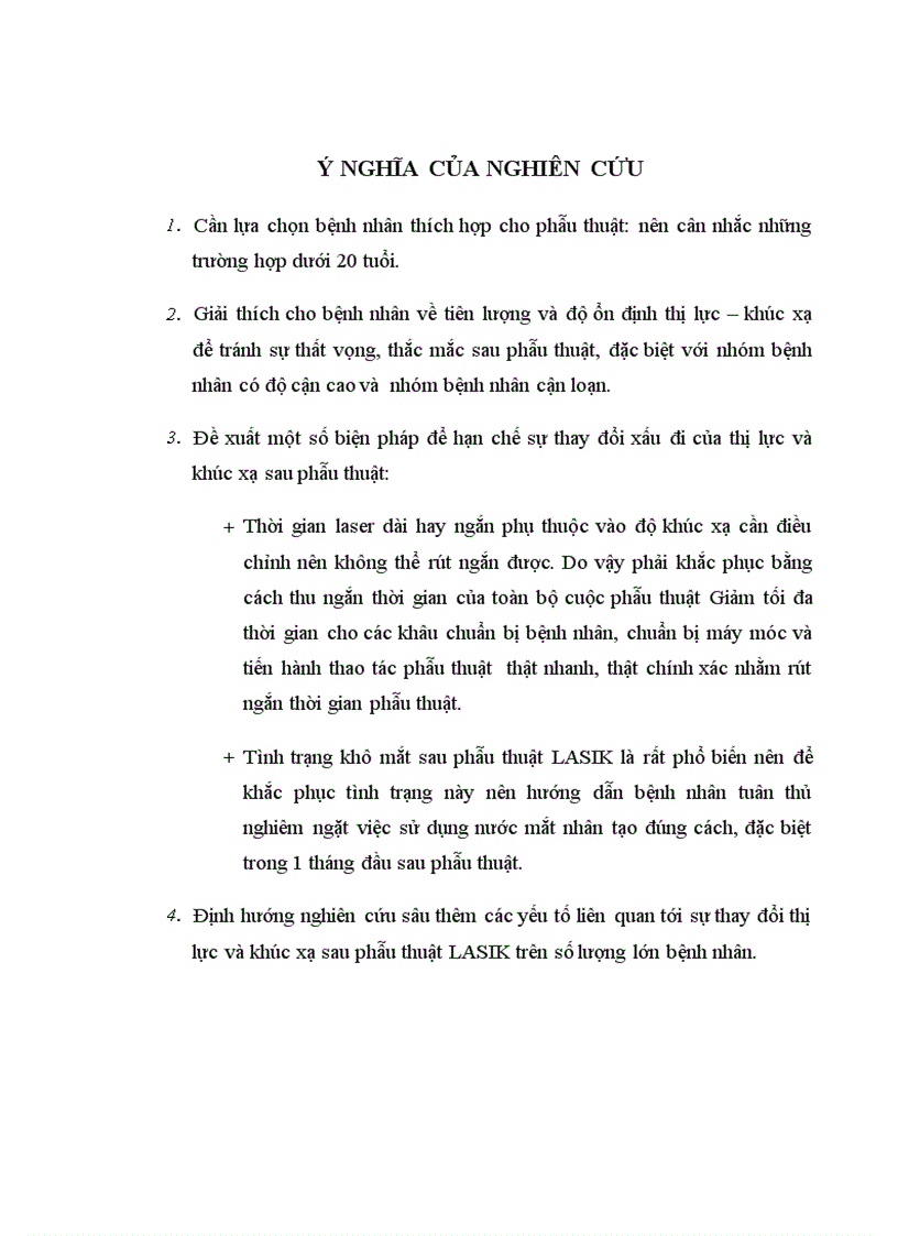 image for page Nghiên cứu sự thay đổi thị lực và khúc xạ sau phẫu thuật Lasik và một số yếu tố liên quan