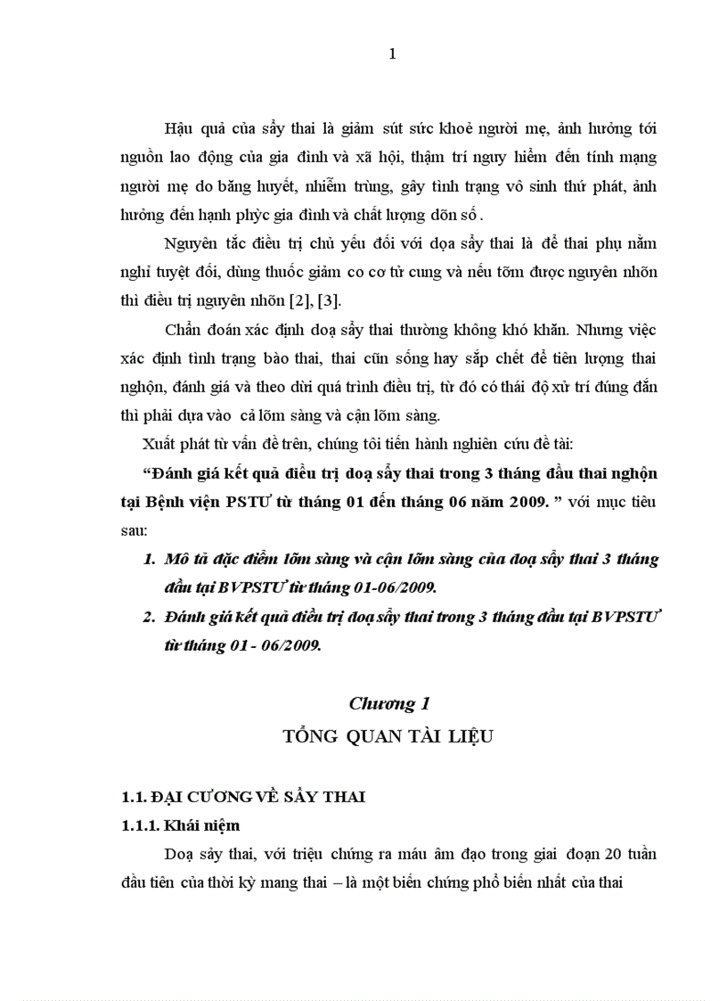 image for page Đánh giá kết quả điều trị doạ sẩy thai trong 3 tháng đầu thai nghén tại Bệnh viện PSTƯ từ tháng 01 đến tháng 06 năm 2009.