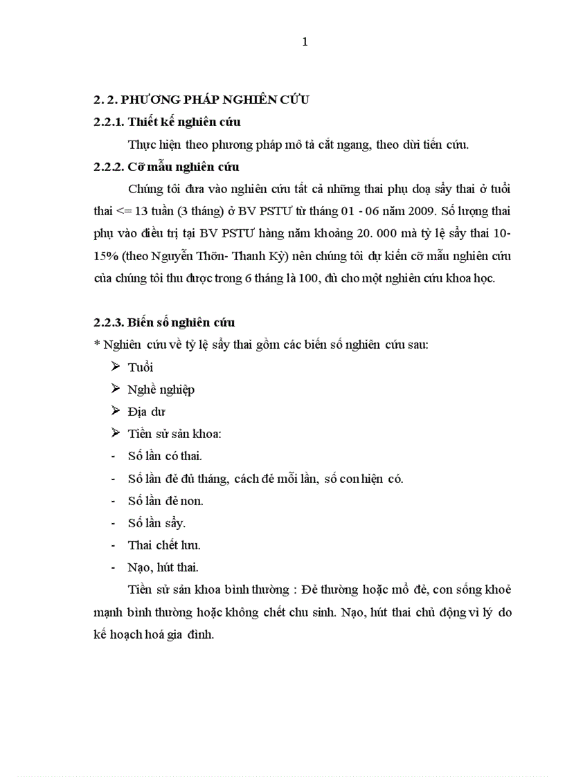 image for page Đánh giá kết quả điều trị doạ sẩy thai trong 3 tháng đầu thai nghén tại Bệnh viện PSTƯ từ tháng 01 đến tháng 06 năm 2009.