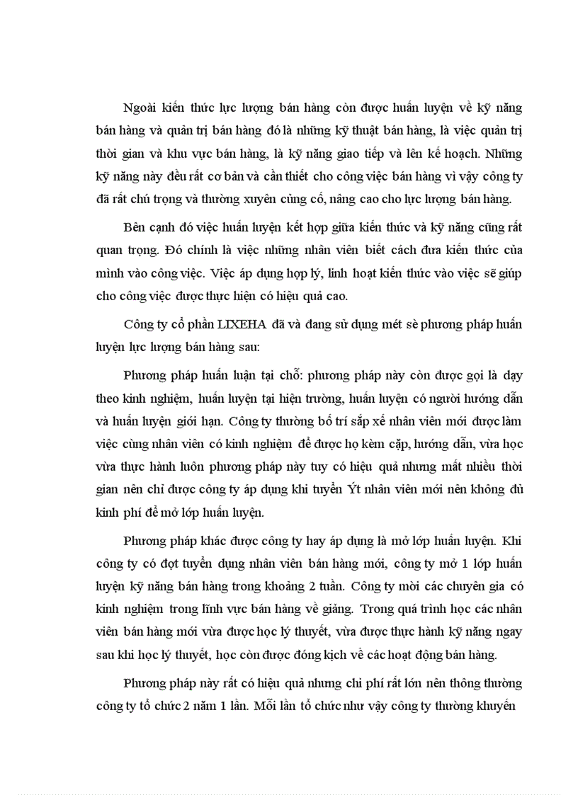 image for page Phát triển tổ chức lực lượng bán hàng tại Công ty cổ phần LIXEHA