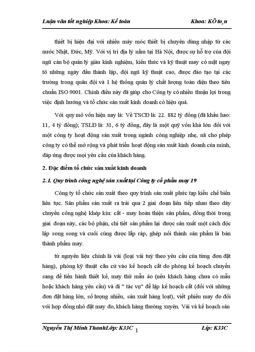 image for page Tổ chức công tác kế toán chi phí sản xuất và tính giá thành sản phẩm tại công ty cổ phần may 19 Hà Nội - 2009