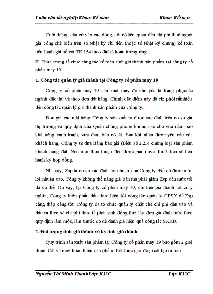 image for page Tổ chức công tác kế toán chi phí sản xuất và tính giá thành sản phẩm tại công ty cổ phần may 19 Hà Nội - 2009