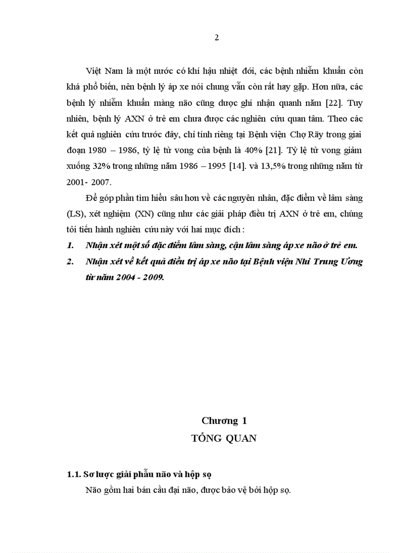 image for page Nhận xét về kết quả điều trị áp xe não tại Bệnh viện Nhi Trung Ương từ năm 2004 - 2009.