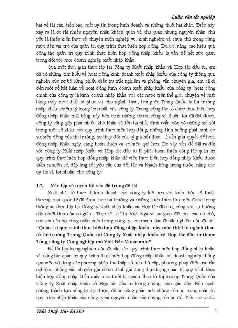 image for page Quản trị quy trình thực hiện hợp đồng nhập khẩu máy móc thiết bị ngành than từ thị trường Trung Quốc tại Công ty Xuất nhập khẩu và Hợp tác đầu tư thuộc Tổng công ty Công nghiệp mỏ Việt Bắc-Vinacomin