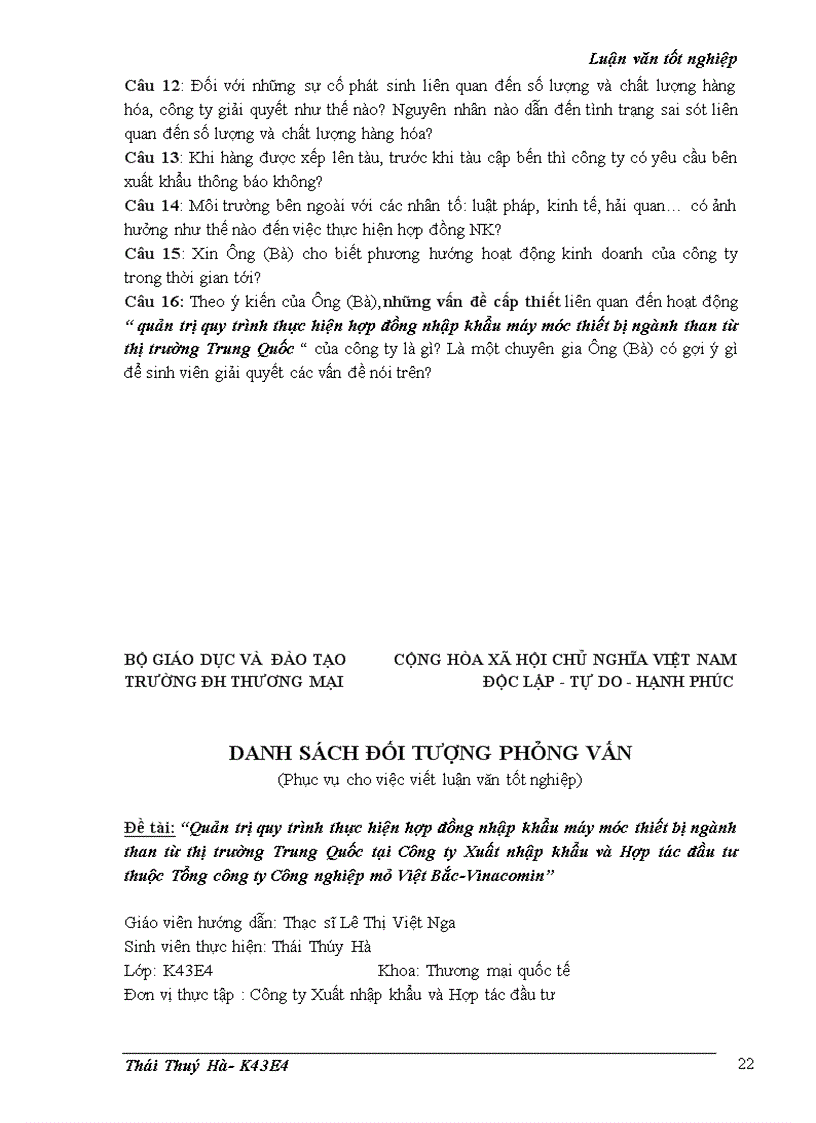 image for page Quản trị quy trình thực hiện hợp đồng nhập khẩu máy móc thiết bị ngành than từ thị trường Trung Quốc tại Công ty Xuất nhập khẩu và Hợp tác đầu tư thuộc Tổng công ty Công nghiệp mỏ Việt Bắc-Vinacomin