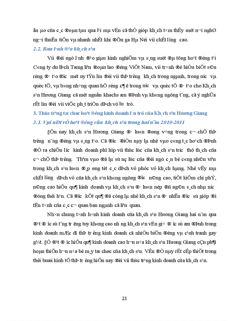 image for page Thực trạng tổ chức hoạt động kinh doanh lưu trú của khách sạn Hương Giang