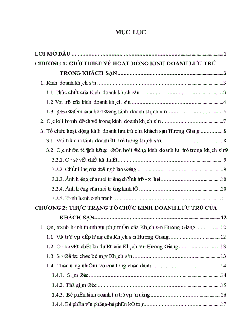 image for page Thực trạng tổ chức hoạt động kinh doanh lưu trú của khách sạn Hương Giang