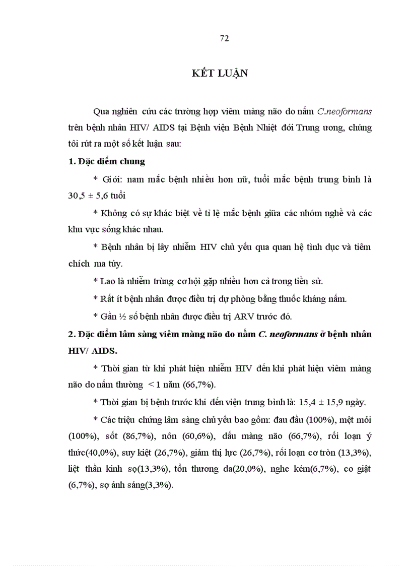 image for page Đánh giá kết quả điều trị viêm màng não do nấm Cryptococcus neoformans ở bệnh nhân HIV/AIDS.