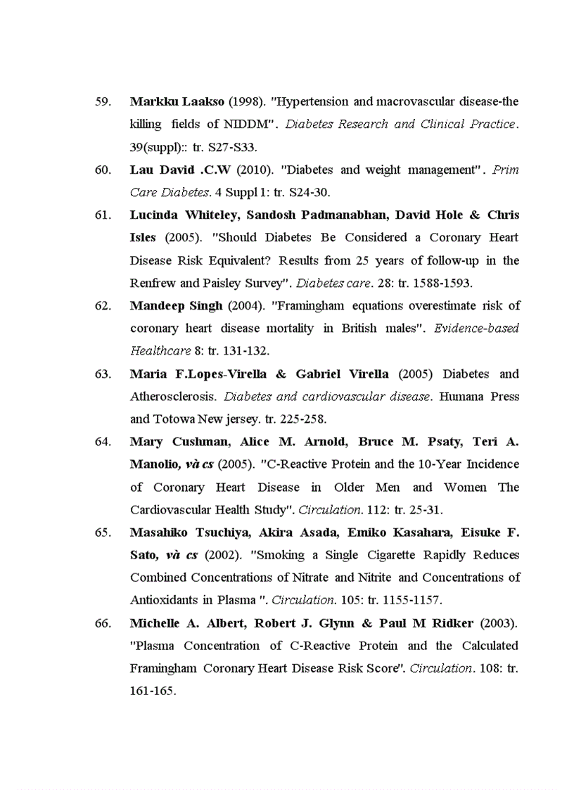 image for page Nghiên cứu vai trò của thang điểm Framingham trong đánh giá nguy cơ bệnh mạch vành ở bệnh nhân đái tháo đường týp 2