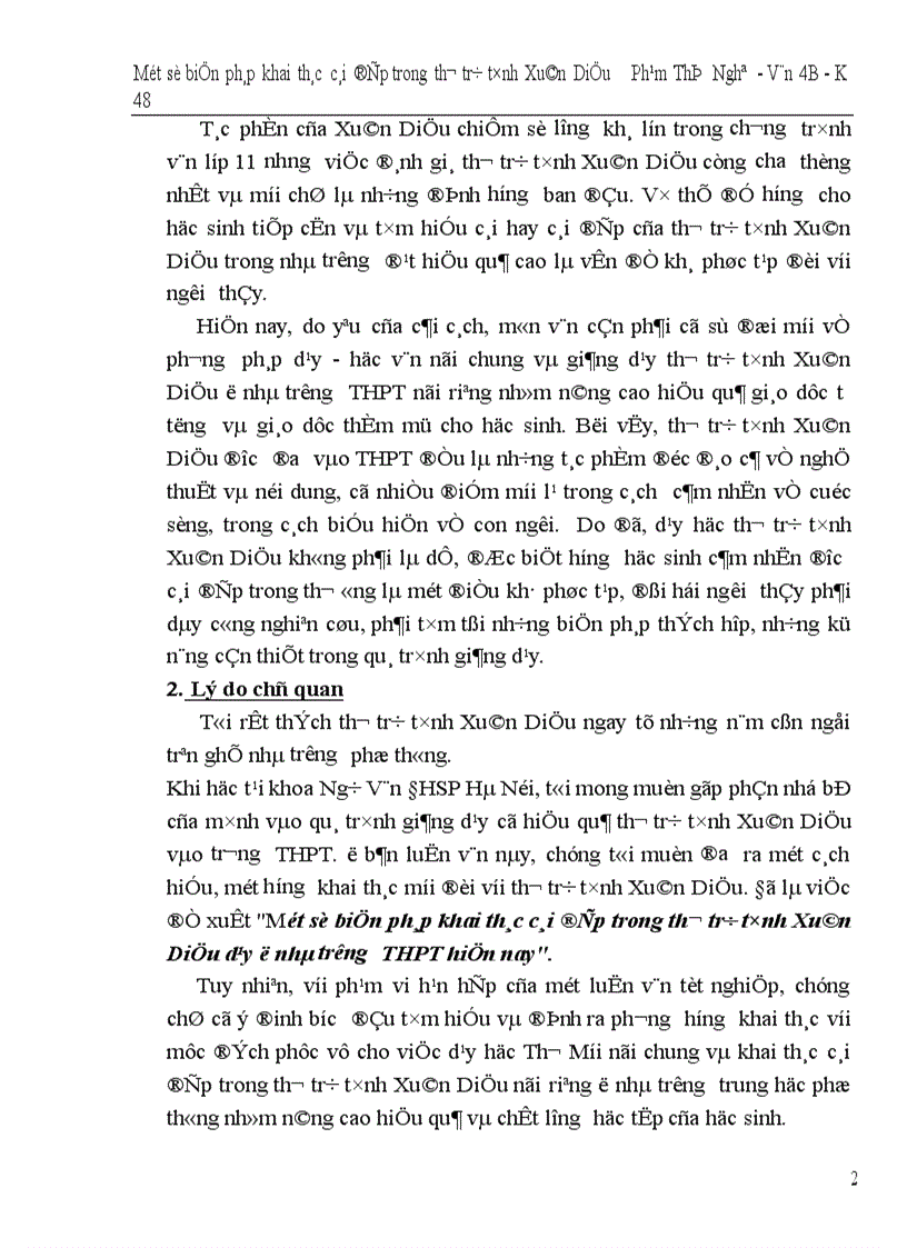 image for page Một số biện pháp khai thác cái đẹp trong thơ trữ tình xuân diệu dạy ở trường THPT hiện nay