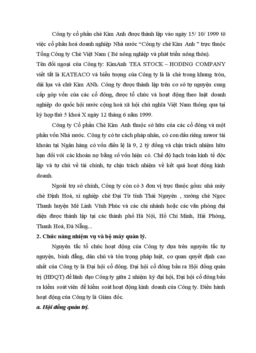 image for page Thực trạng hoạt động sản xuất kinh doanh và thị trường xuất khẩu chè hiện nay của Công ty cổ phần chè Kim Anh