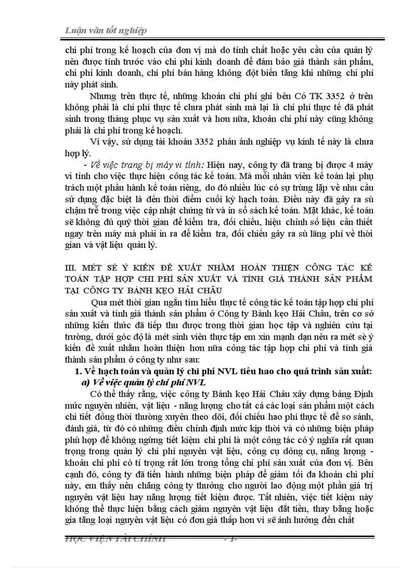 image for page Tình hình thực tế về kế toán tập hợp chi phí và tính giá thành sản phẩm tại công ty bánh kẹo hải châu