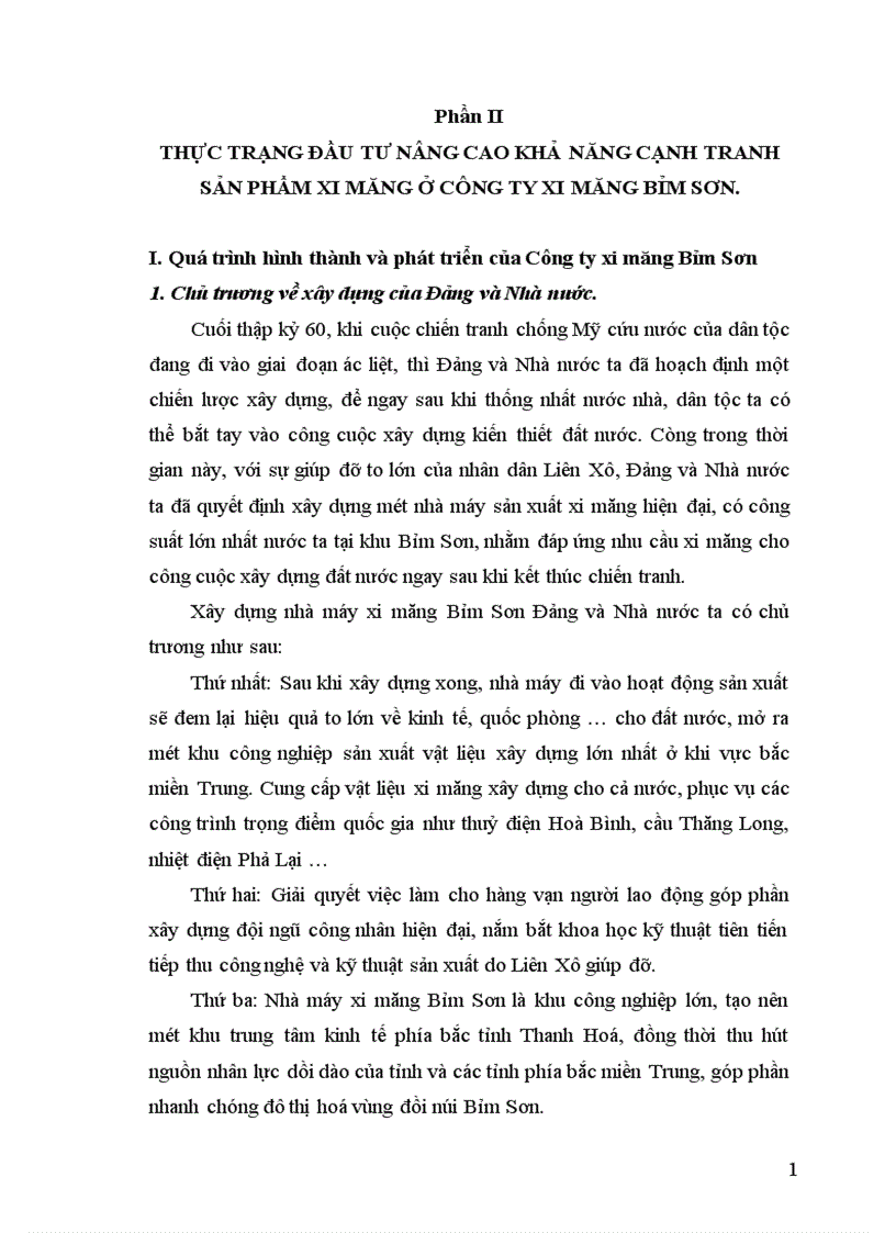 image for page Thực trạng đầu tư nâng cao khả năng cạnh tranh sản phẩm xi măng ở Công ty xi măng Bỉm Sơn.