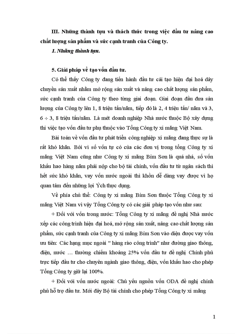 image for page Thực trạng đầu tư nâng cao khả năng cạnh tranh sản phẩm xi măng ở Công ty xi măng Bỉm Sơn.