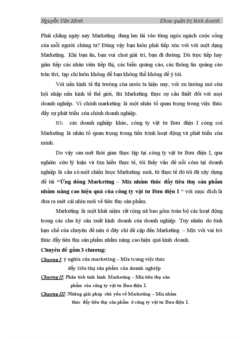 image for page Những giải pháp chủ yếu Marketing - Mix nhằm thúc đẩy tiêu thụ sản phẩm ở Công ty vật tư Bưu điện I