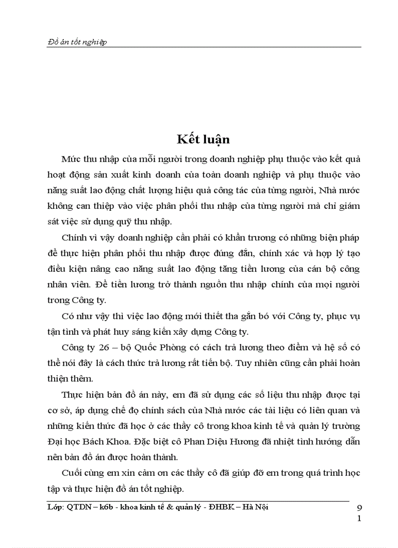 image for page Phân tíchtình hình lao động tiền lương & một số biện pháp hoàn thiện công tác tiền lương tại Công ty 26 – Bộ quốc phòng