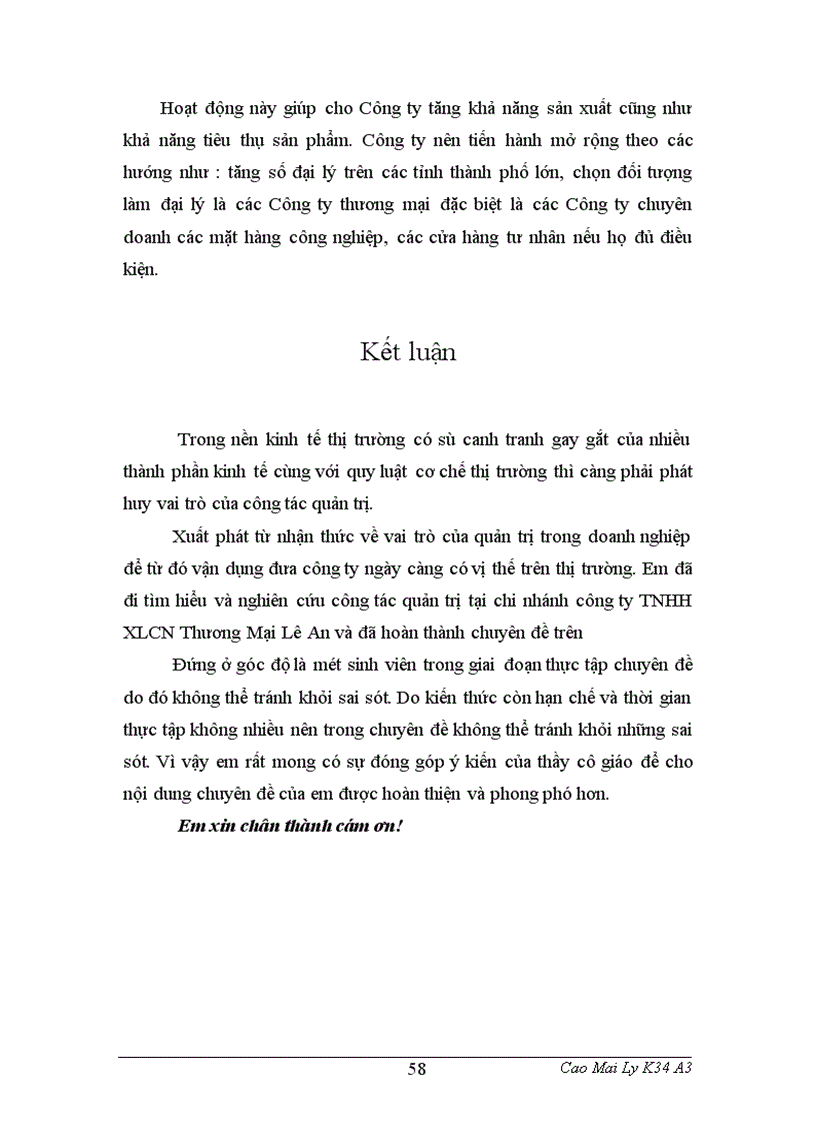 image for page Khảo sát và phân tích thực trạng quản trị bán hàng của chi nhánh công ty TNHH XLCN và TM Lê An