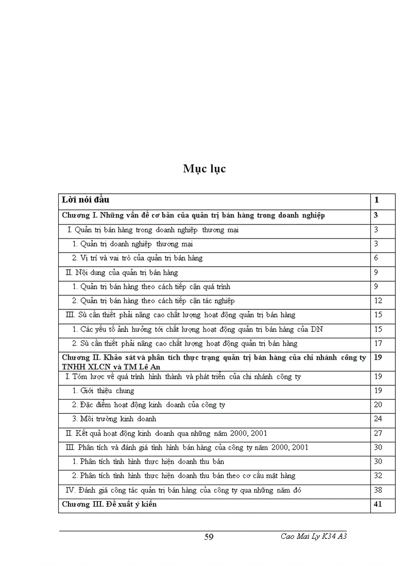 image for page Khảo sát và phân tích thực trạng quản trị bán hàng của chi nhánh công ty TNHH XLCN và TM Lê An