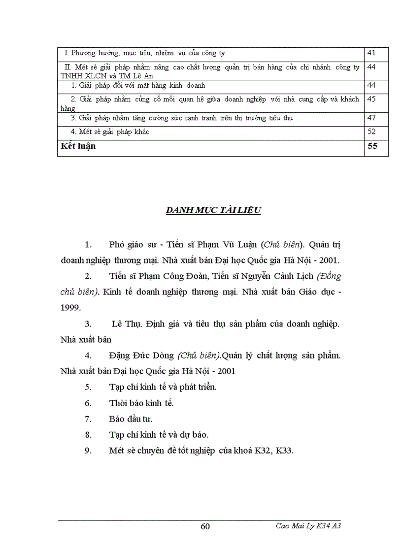 image for page Khảo sát và phân tích thực trạng quản trị bán hàng của chi nhánh công ty TNHH XLCN và TM Lê An