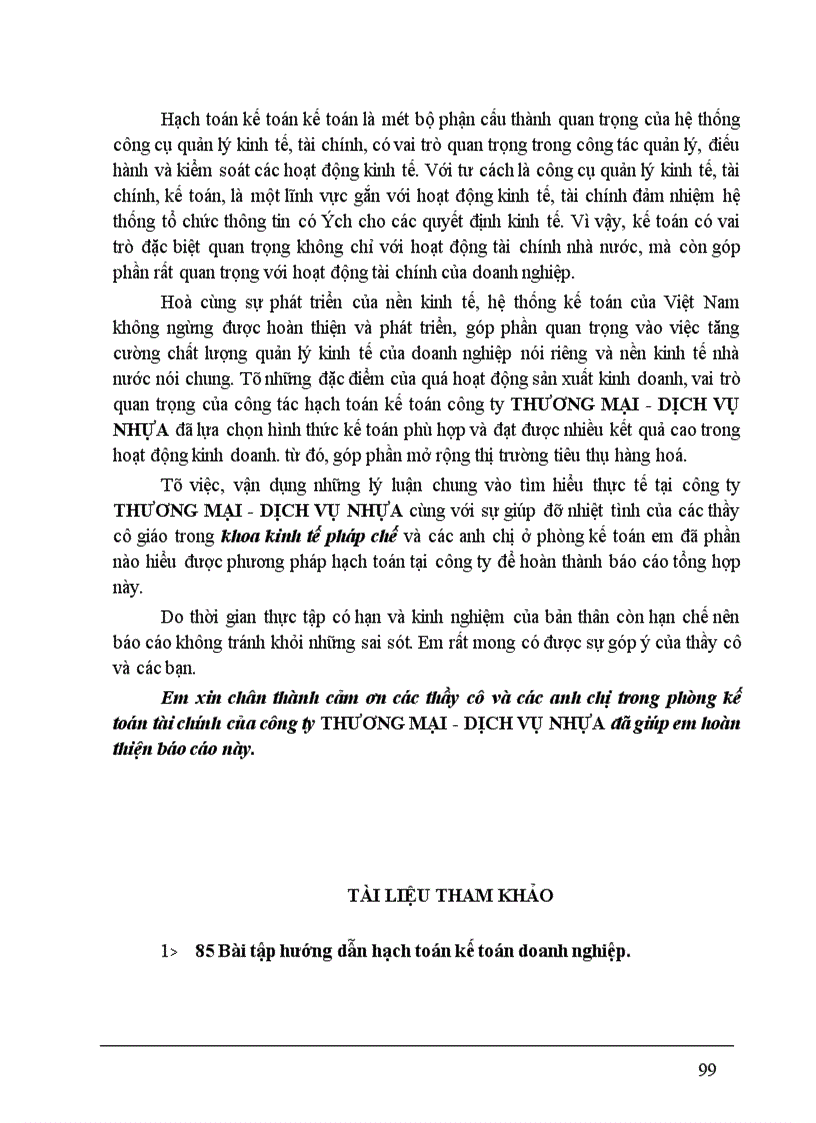 image for page Thực trạng công tác hạch toán kế toán tại công ty Thương mạI- dịch vụ Nhựa