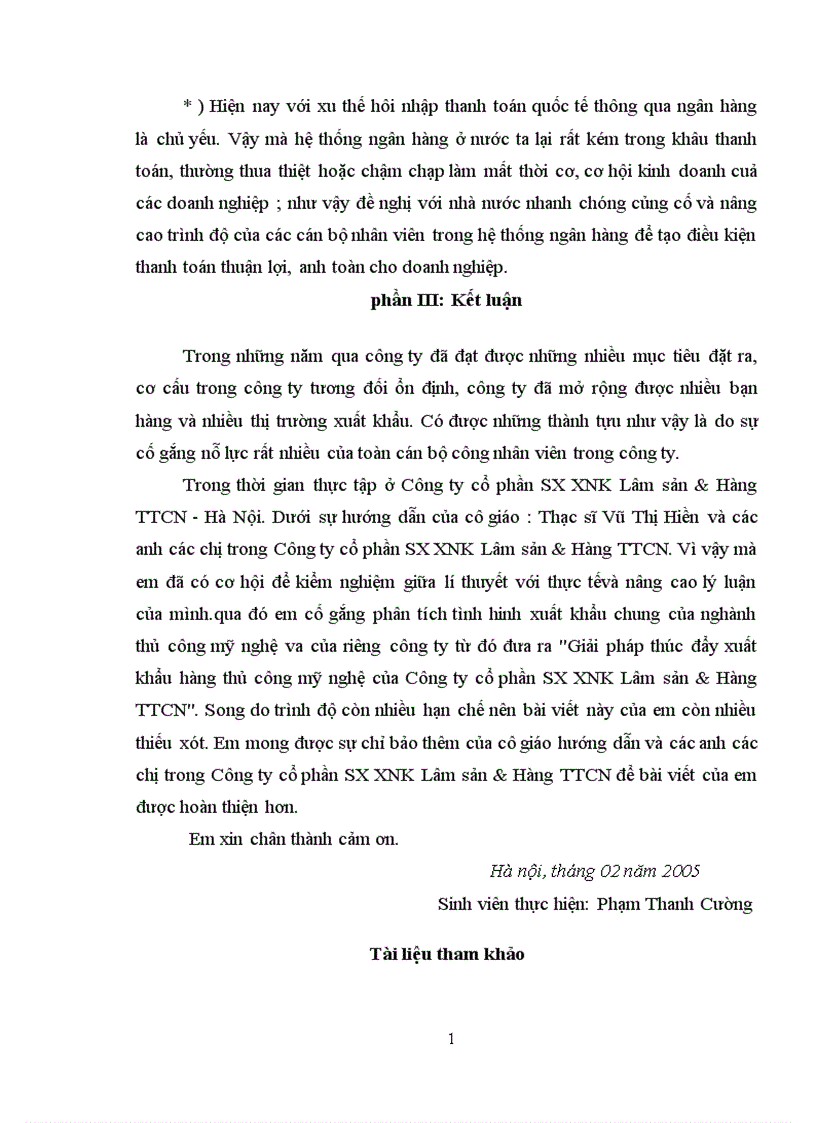 image for page Giải pháp thúc đẩy xuất khẩu hàng thủ công mỹ nghệ của Công ty cổ phần SX XNK Lâm sản & Hàng TTCN