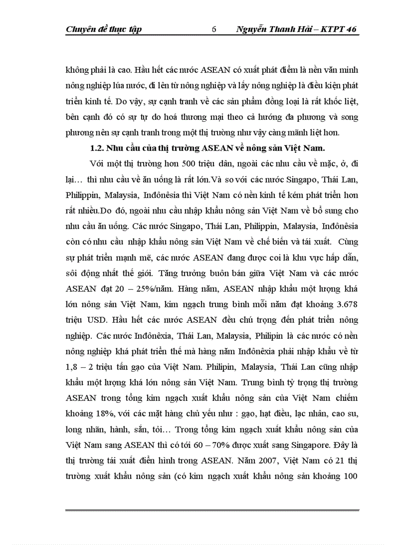 image for page Thực trạng và giải pháp đẩy mạnh XK nông sản của công ty TNHH NN một thành viên XNK và đầu tư Hà Nội – UNIMEX HANOI sang thị trường ASEAN