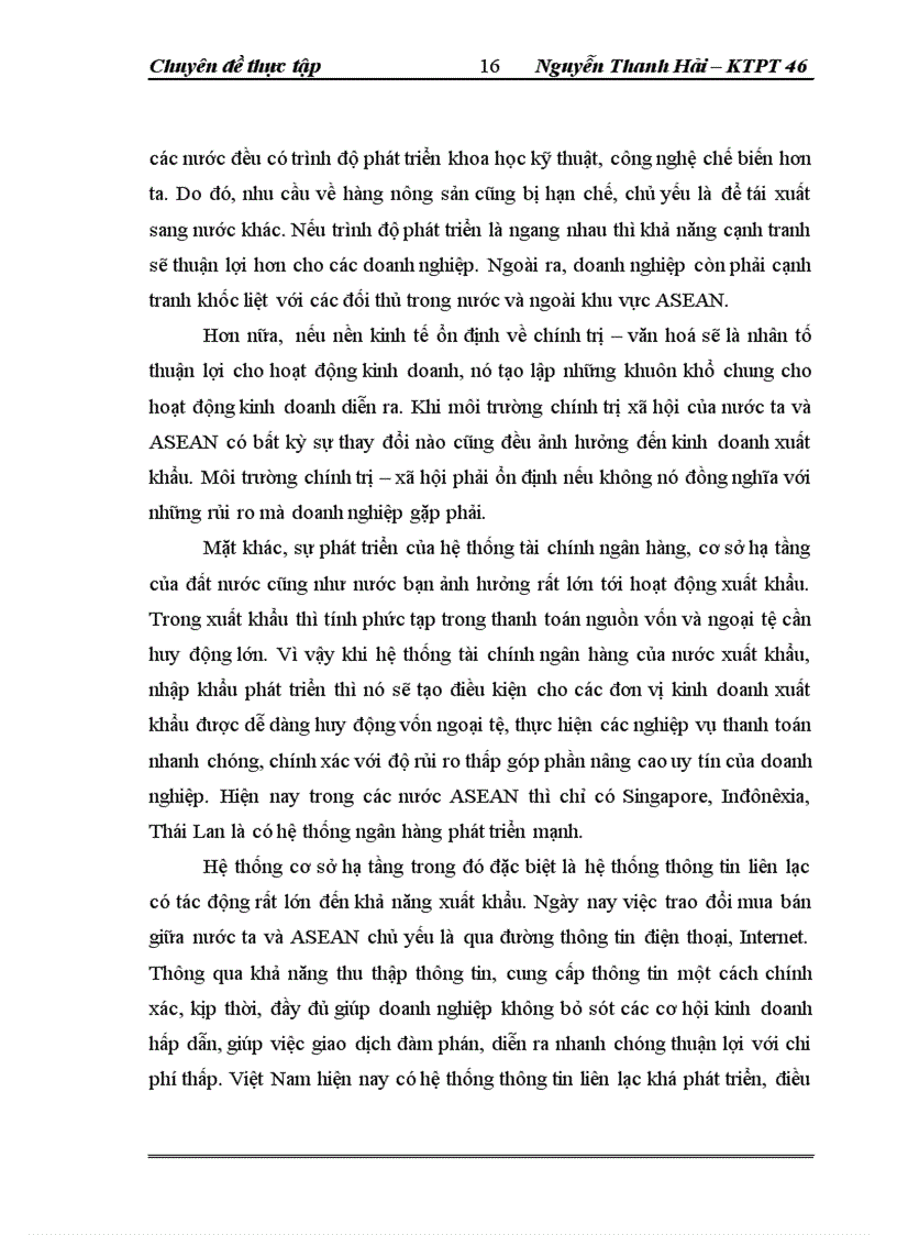 image for page Thực trạng và giải pháp đẩy mạnh XK nông sản của công ty TNHH NN một thành viên XNK và đầu tư Hà Nội – UNIMEX HANOI sang thị trường ASEAN
