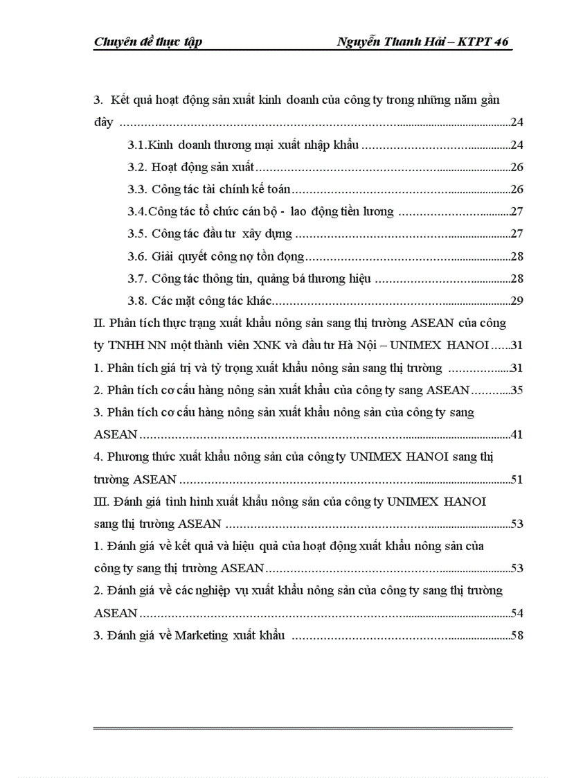 image for page Thực trạng và giải pháp đẩy mạnh XK nông sản của công ty TNHH NN một thành viên XNK và đầu tư Hà Nội – UNIMEX HANOI sang thị trường ASEAN