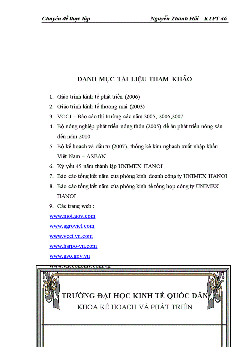 image for page Thực trạng và giải pháp đẩy mạnh XK nông sản của công ty TNHH NN một thành viên XNK và đầu tư Hà Nội – UNIMEX HANOI sang thị trường ASEAN